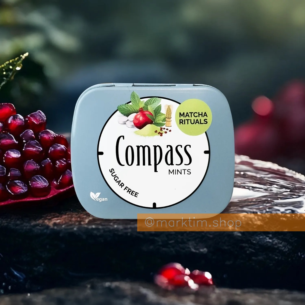 Леденцы на стевии со вкусом матча и граната Compass (14 г)