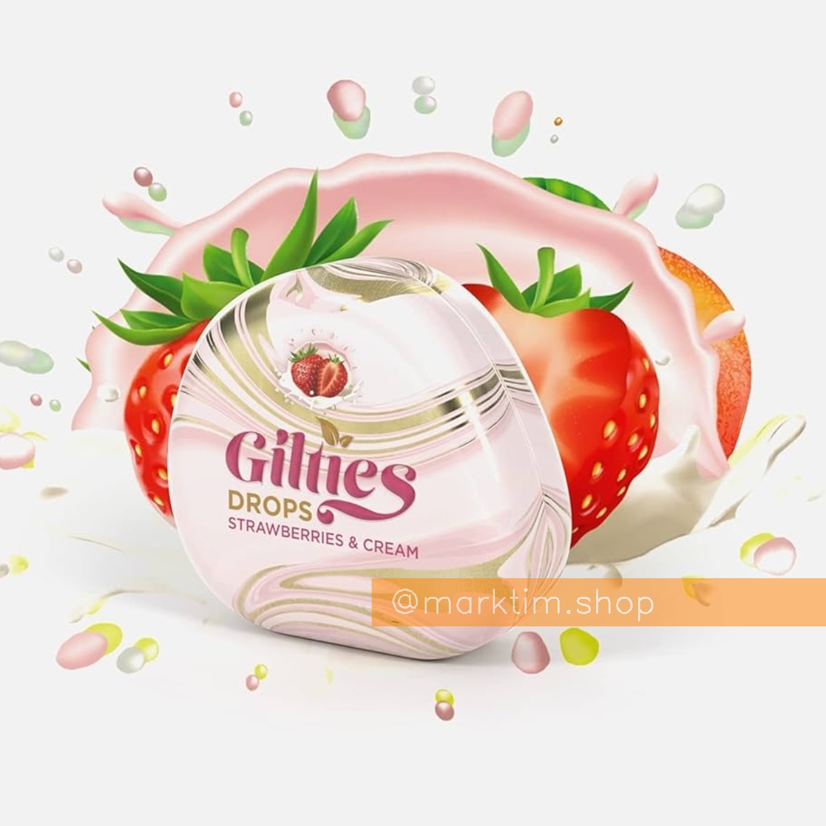 Освежающие леденцы Клубника и сливки Strawberries&Cream Drops GILTIES (90 г)