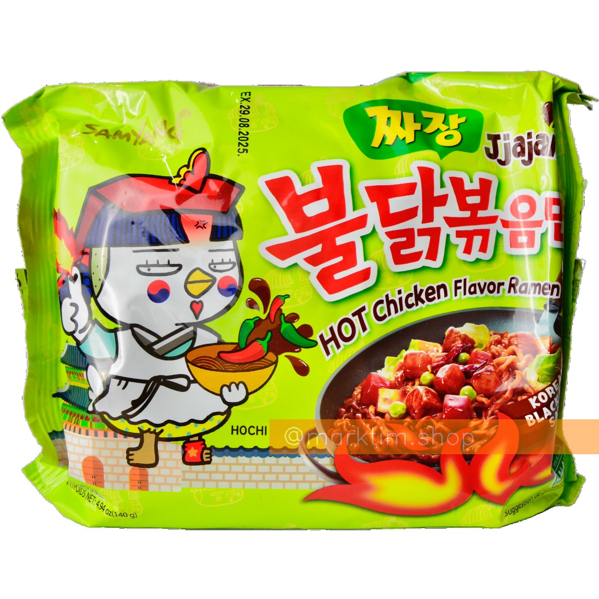 Лапша быстрого приготовления Рамен куриный с черной фасолью Buldak Jjajang SAMYANG (140 г)