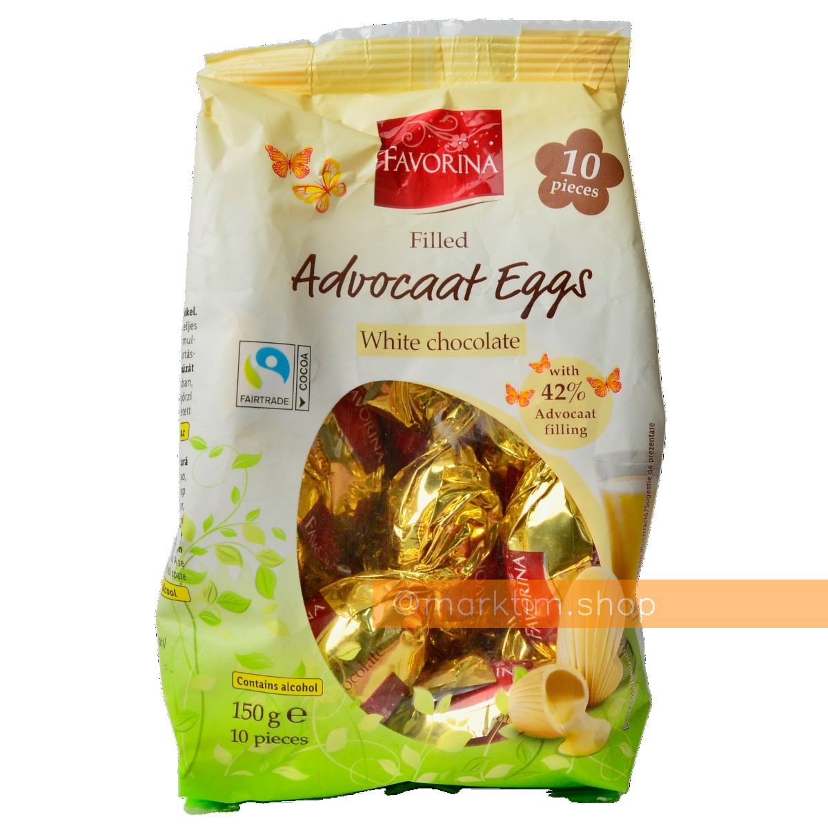 Пралине Белый шоколад в виде яиц с алкоголем Ликер Адвокаат Advocaat Eggs FAVORINA (150 г)