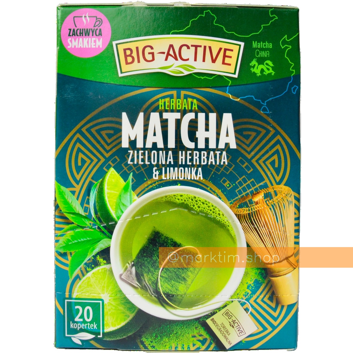Листовой зеленый чай Матча с лаймом Big Active (20 шт)