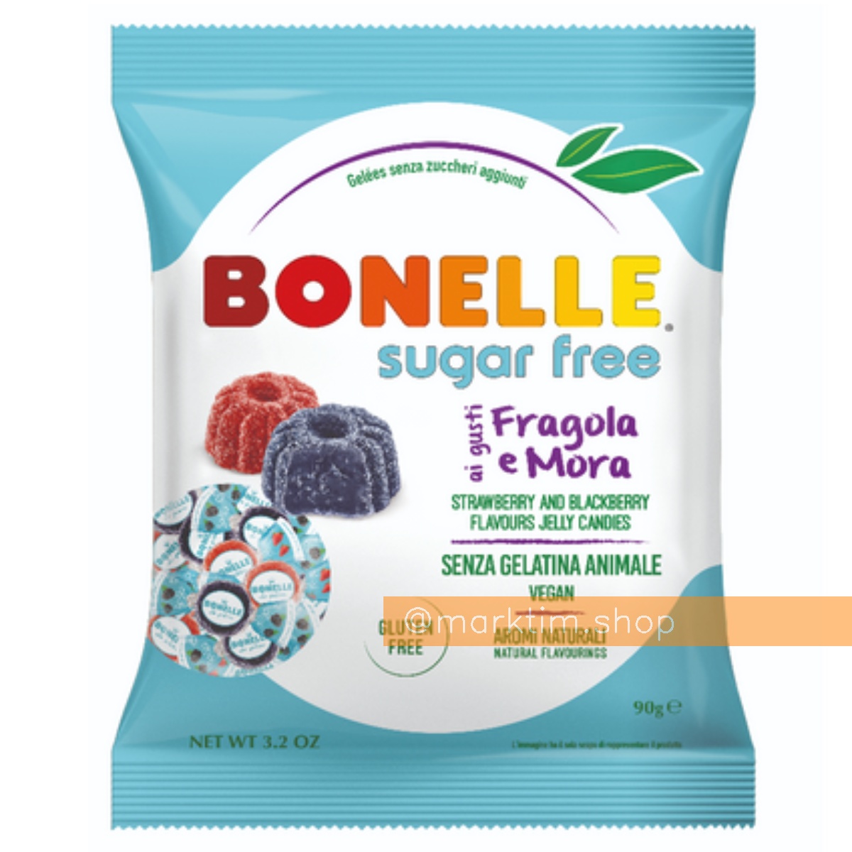 Желейные конфеты без сахара со вкусом клубники и ежевики Bonelle (90 г)