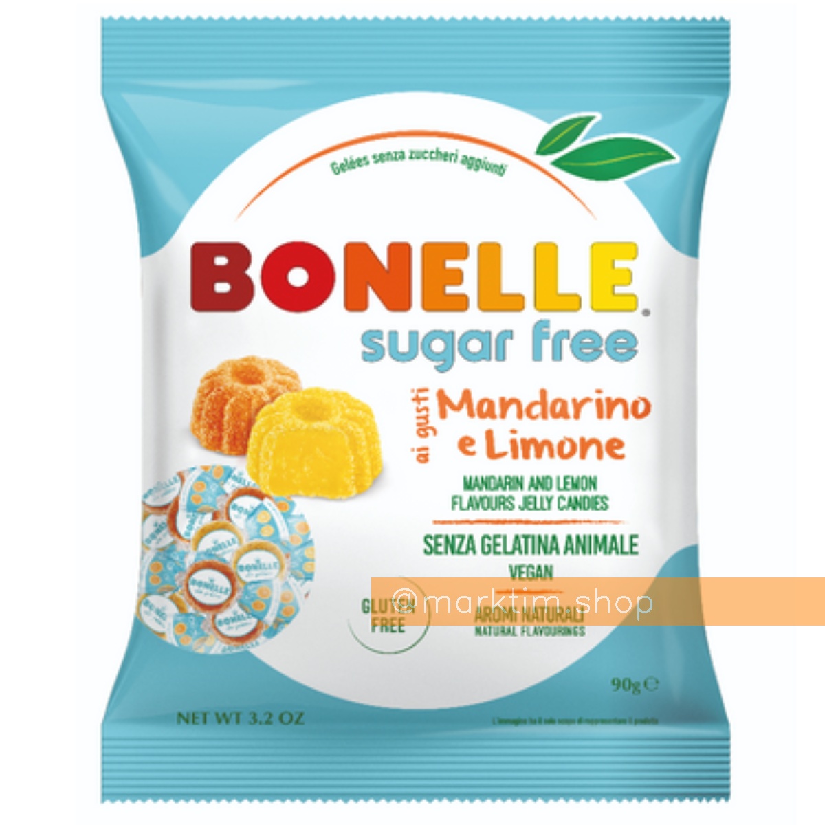 Желейные конфеты без сахара со вкусом мандарина и лимон Bonelle (90 г)