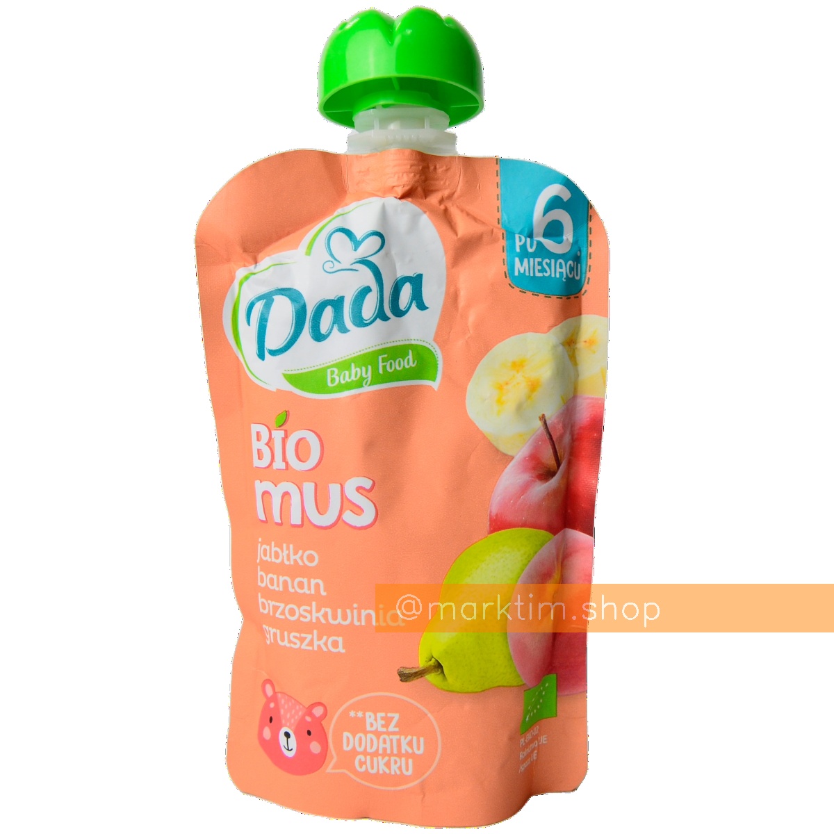 Фруктово-овощной мусс BIO банан, персик, яблоко, груша Dada (100 г)