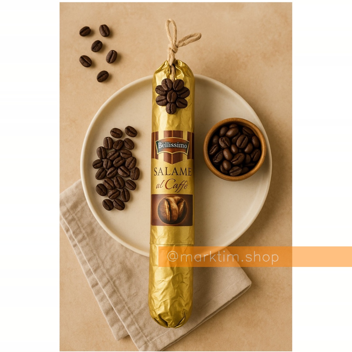Салями сыровяленная итальянская с кофем Salame Con Ciliedgia Bellissime (цена за 1 кг)