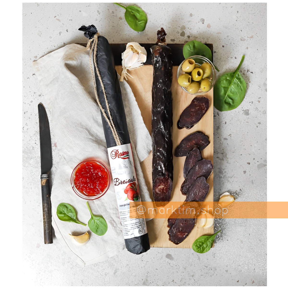 Колбаса сыровяленная Брезаола итальянская из говядины Bresaola RASMO (цена за 1 кг)