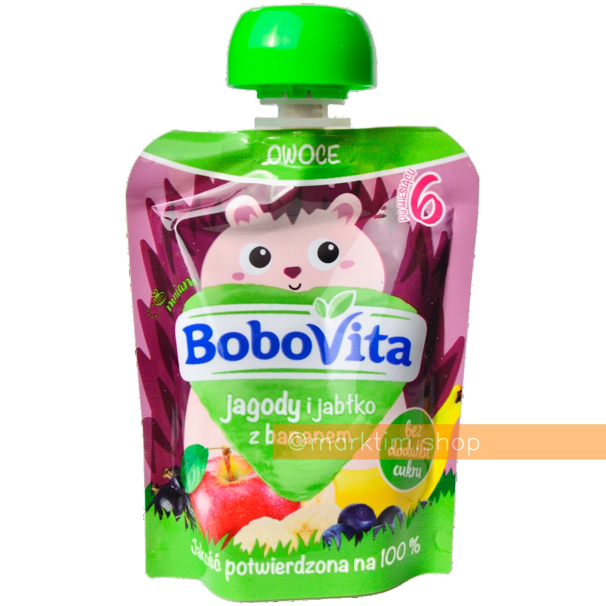 Фруктовый мусс банан, яблоко, черника, смородина BOBOVITA (80 г)