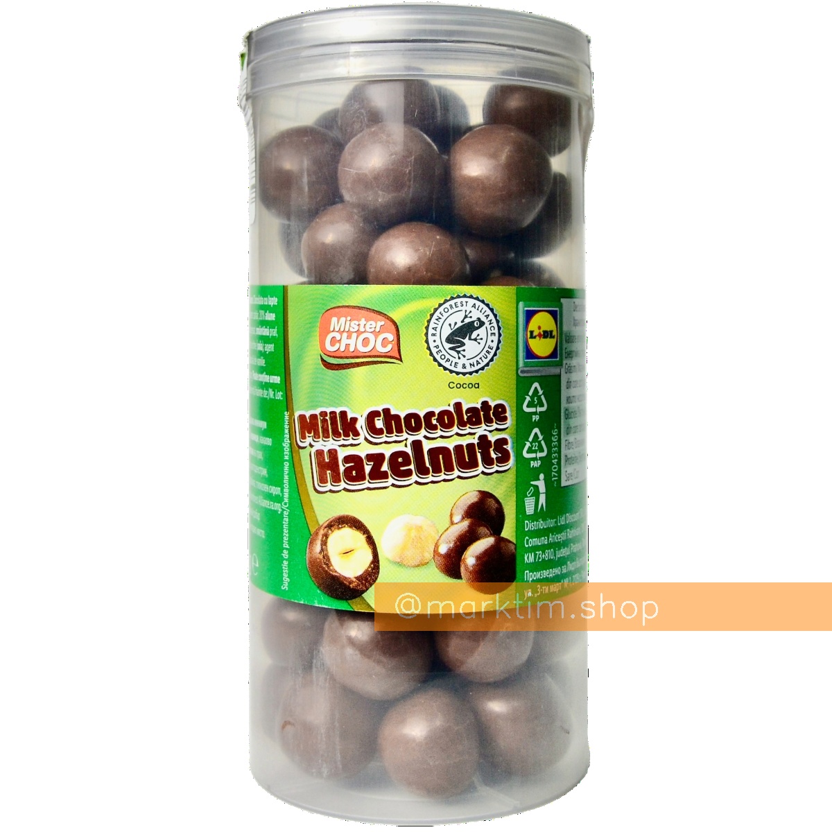 Лесной орех в молочном шоколаде тубус MISTER CHOC (250 г)