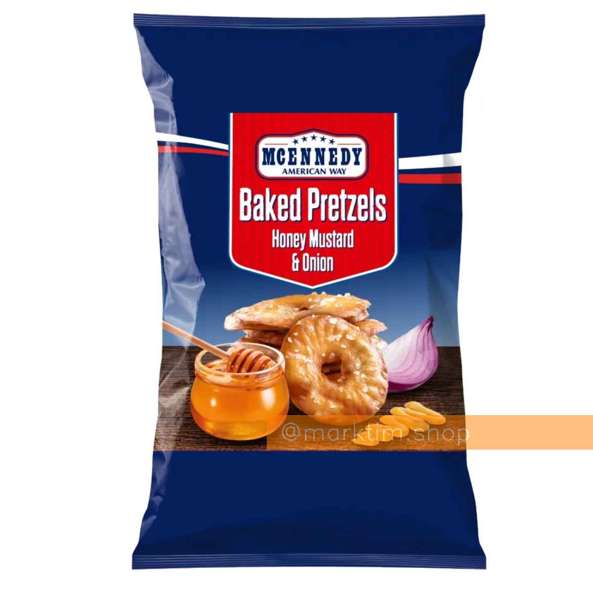 Круглые крендельки с медом, горчицей и луком Baked Pretzels MCENNEDY (160 г)