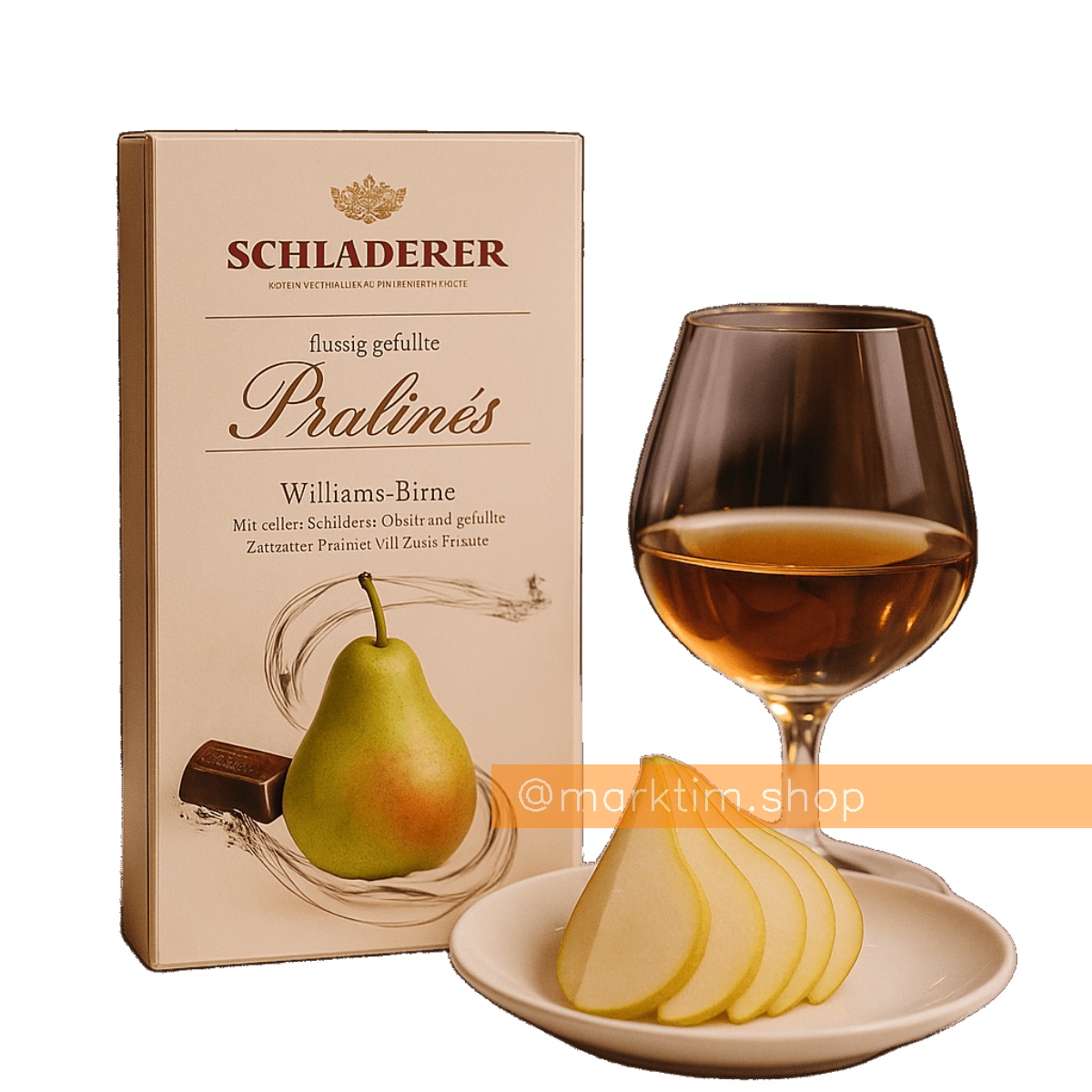 Конфеты пралине темный шоколад с грушовым бренди Pralines Williams Birne Schladerer (150 г)