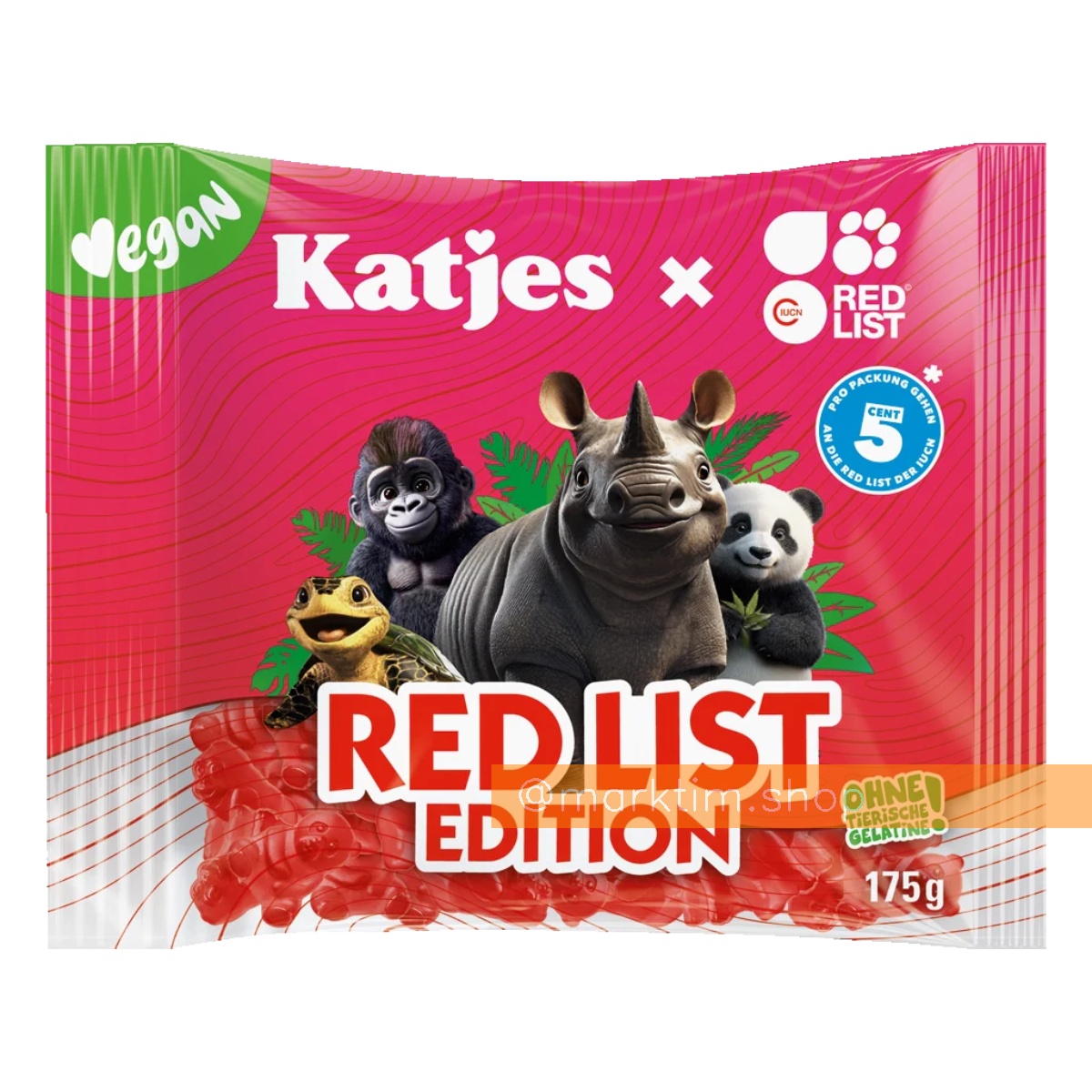 Веганські жувальні цукерки Red List Katjes (210 г)