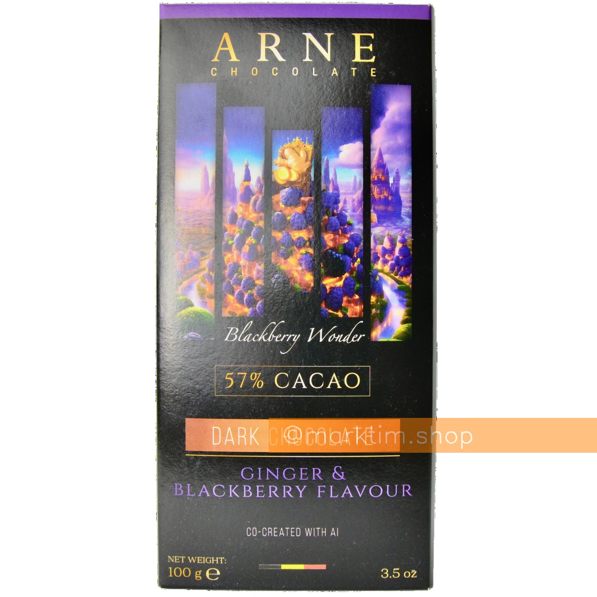 Шоколад черный 57% с имберем и ежевикой Arne (100 г)