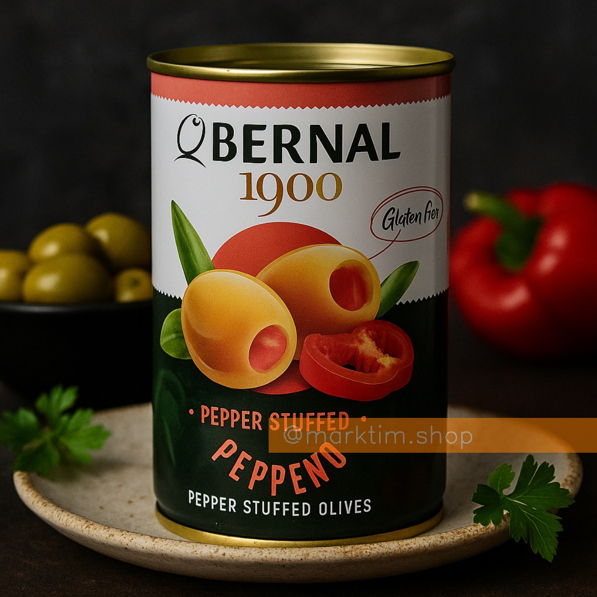 Оливки фаршировані солодким перцем Bernal (292 г)