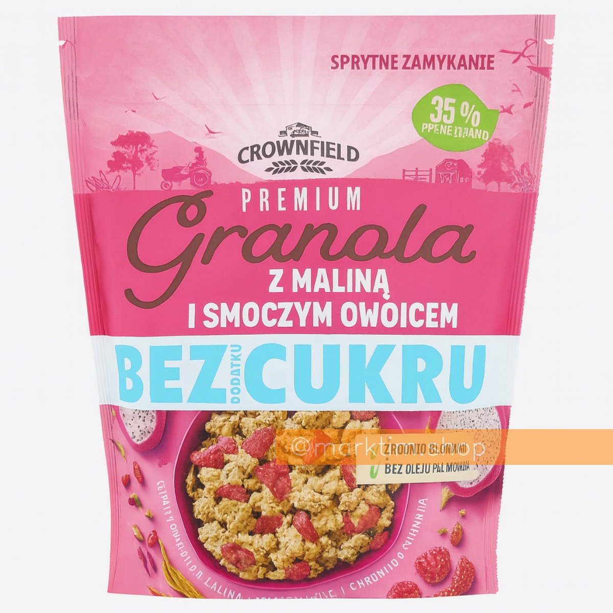 Гранола без сахара запеченные кранч с малиной и питахайя Crunchy CROWNFIELD (300 г)