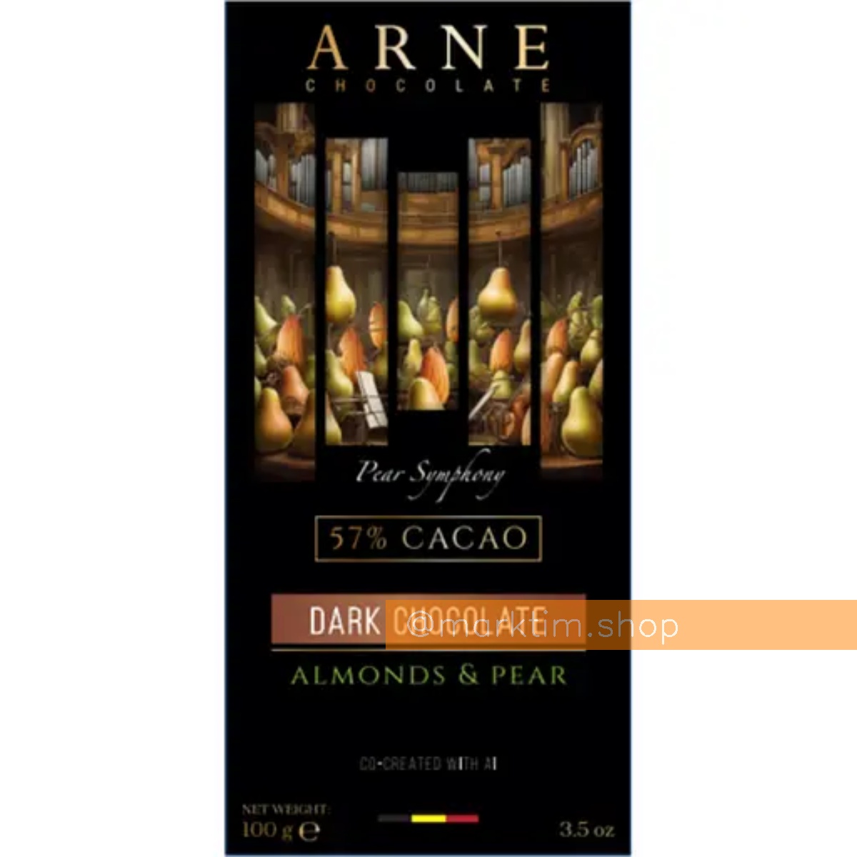 Шоколад черный 57% с миндалем и грушой Arne (100 г)