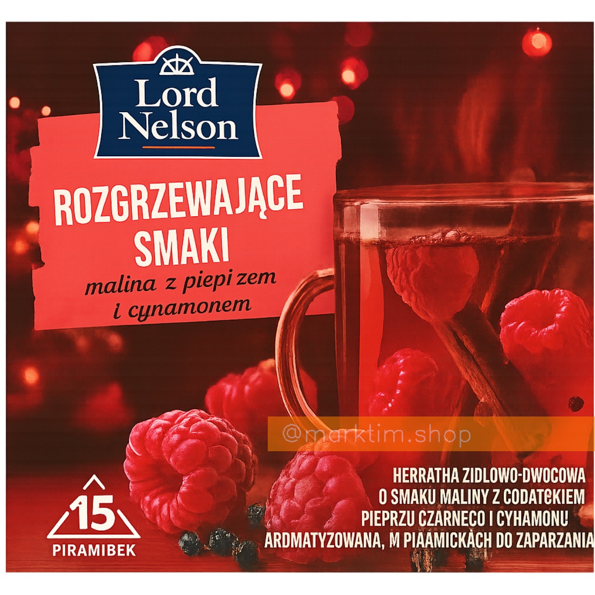 Зимовий чай у пірамідках Малина з перцем і корицею LORD NELSON (15 шт)