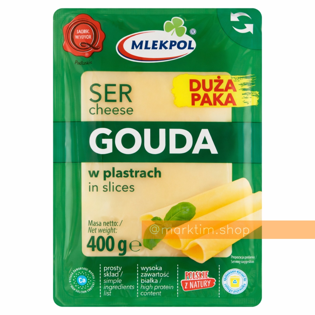 Сир Гауда, нарізка Mlekpol (400 г)