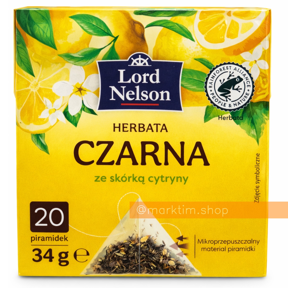 Чай чорний зі смаком лимона в пірамідках Lord Nelson (20 шт)