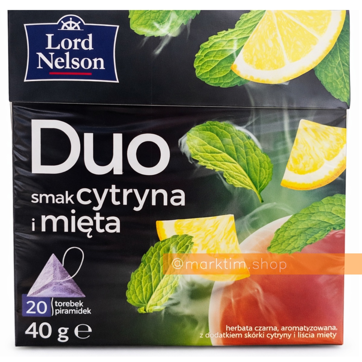 Чай чорний DUO з лимоном і м'ятою в пірамідках Lord Nelson (20 шт)