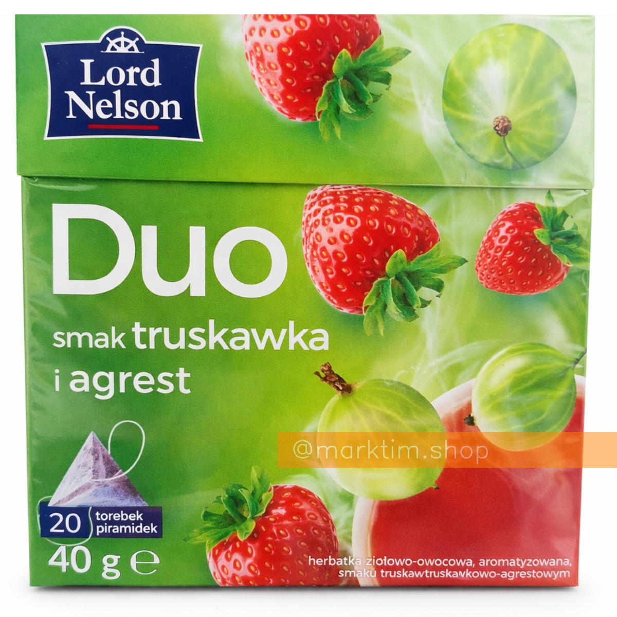 Чай чорний DUO з полуницею та аґрусом у пірамідках Lord Nelson (20 шт)