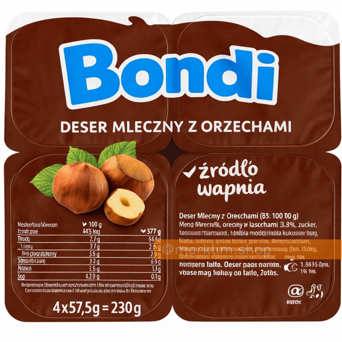 Молочно-горіховий десерт Bondi (4x57.5 г)