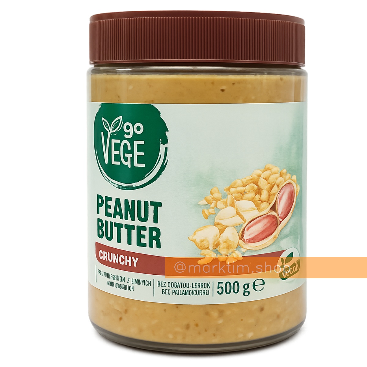 Арахісовий крем 100% арахісу Crunchy без цукру зі шматочками арахісу Go Vege (500 г)