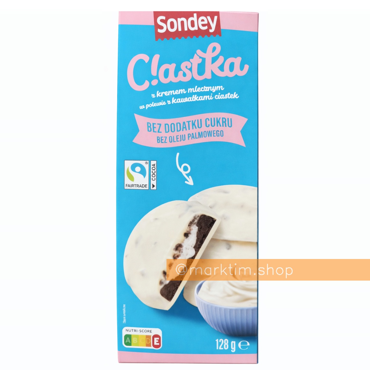 Печиво без цукру з вершками та білим шоколадом SONDEY (128 г)