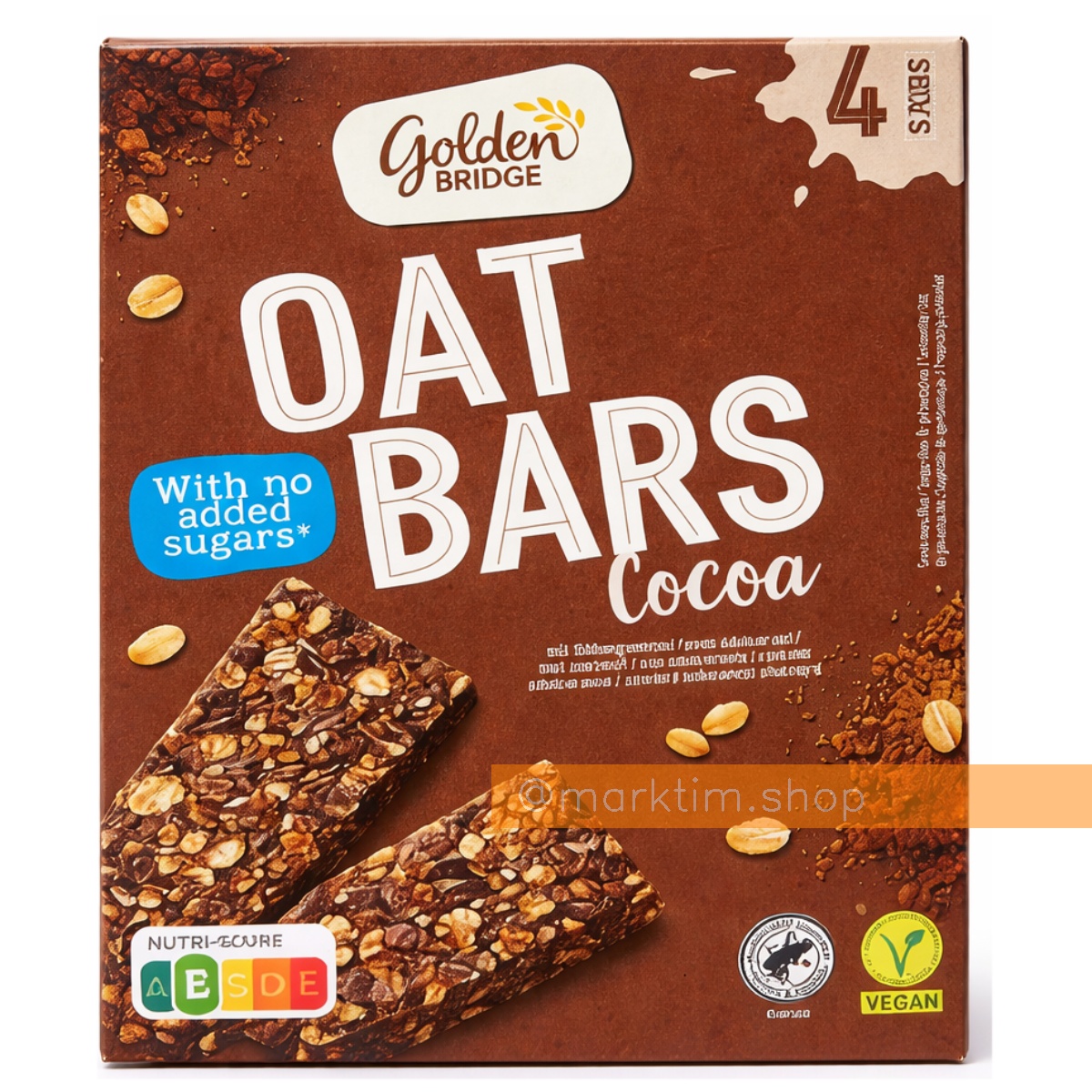 Вівсяні батончики без цукру Какао GOLDEN BRIDGE (4x35 г)