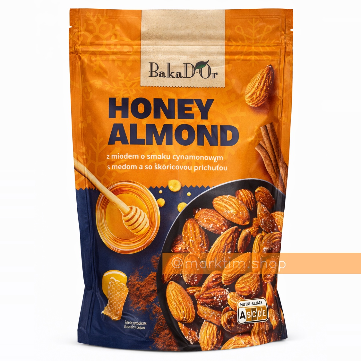 Запечений мигдаль у медовій карамелі з сіллю та корицею BAKAD’OR (150 г)