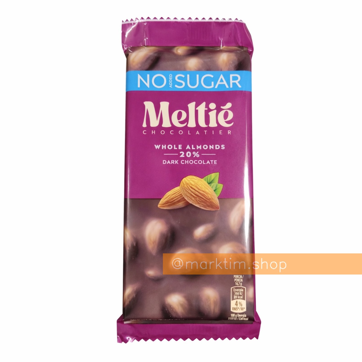 Шоколад чорний без цукру з мигдалем MELTIE (100 г)
