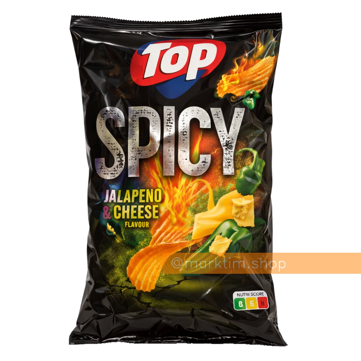 Чіпси картопляні хвилясті Spicy Халапеньо і сир TOP (150 г)