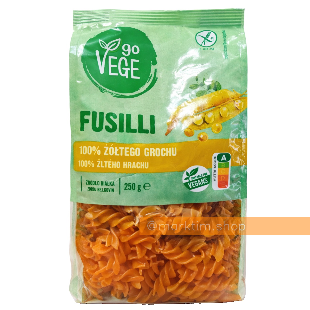 Паста Фузіллі без глютену з жовтого горошку goVege (250 г)