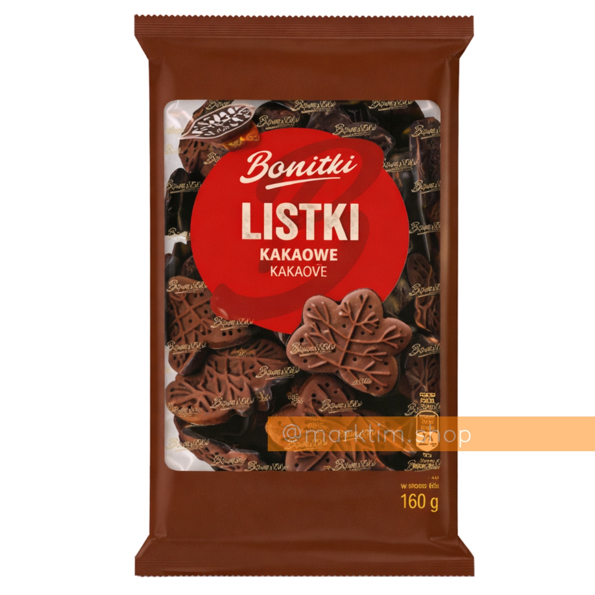 Какао-печиво пісочне Листочки з шоколадом BONITKI (260 г)