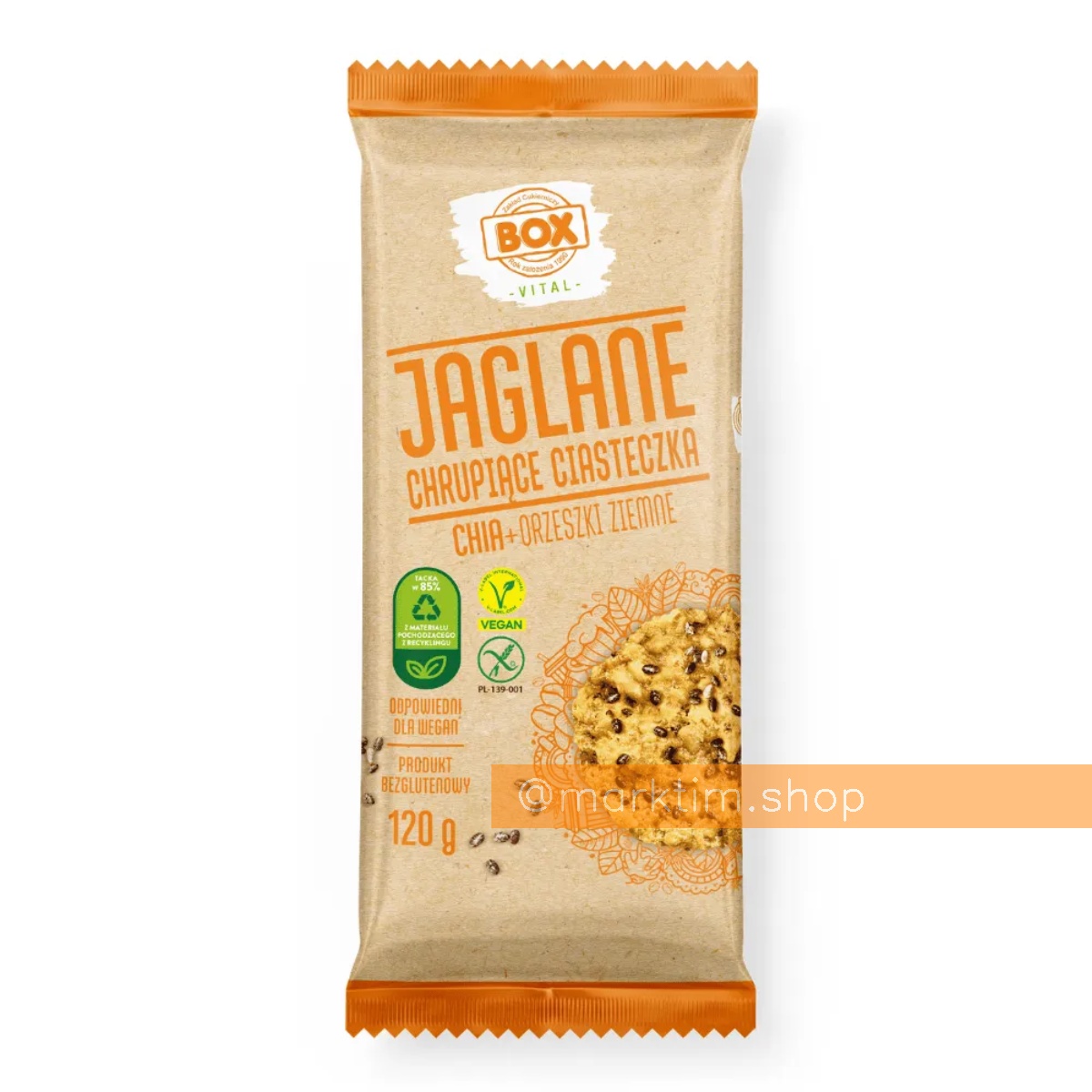 Веганське пшоняне печиво з чіа та арахісом без глютену та цукру BOX VITAL (120 г)