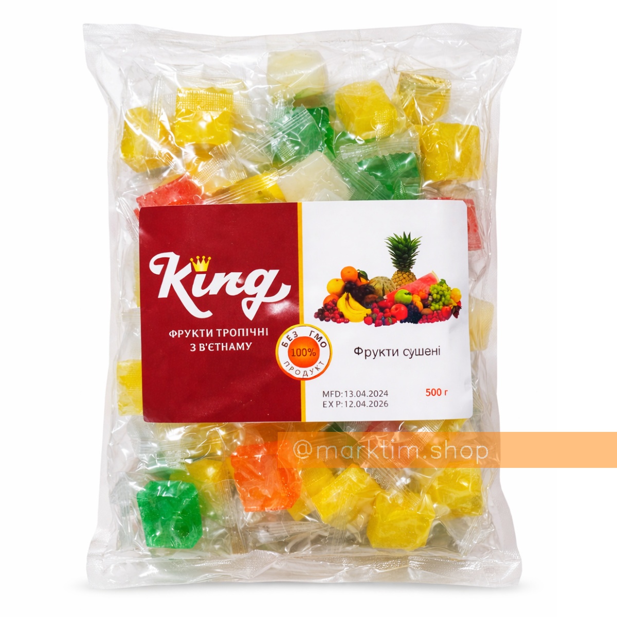 Тропічні фрукти, кубики мармеладу King NAFOODS (500 г)