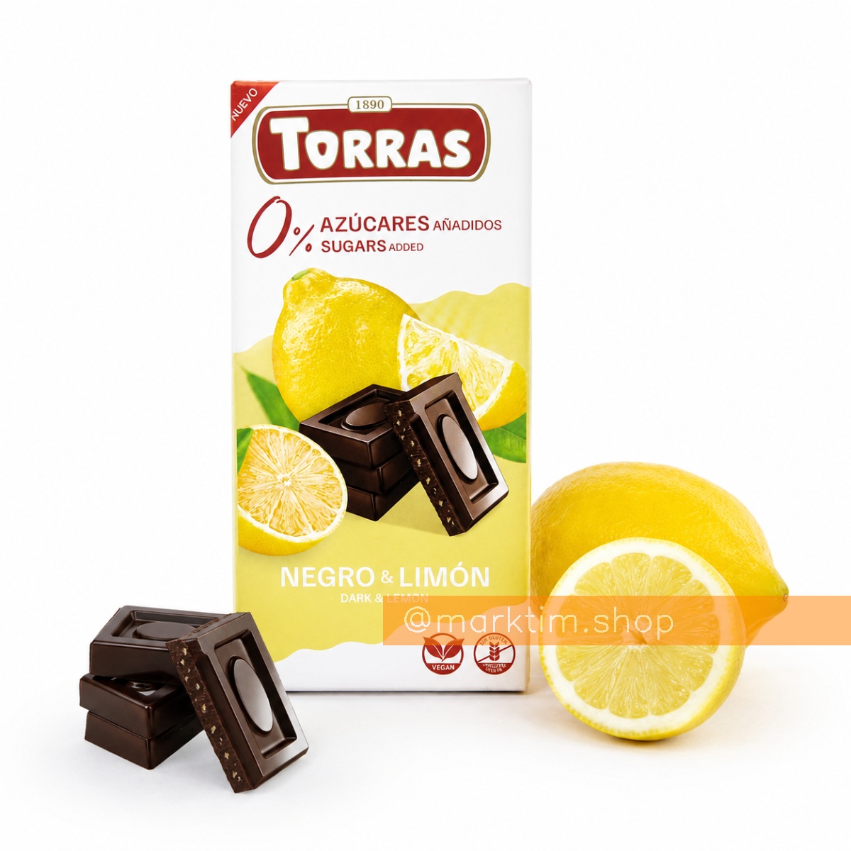 Шоколад чорний із лимоном без цукру Torras (75 г)