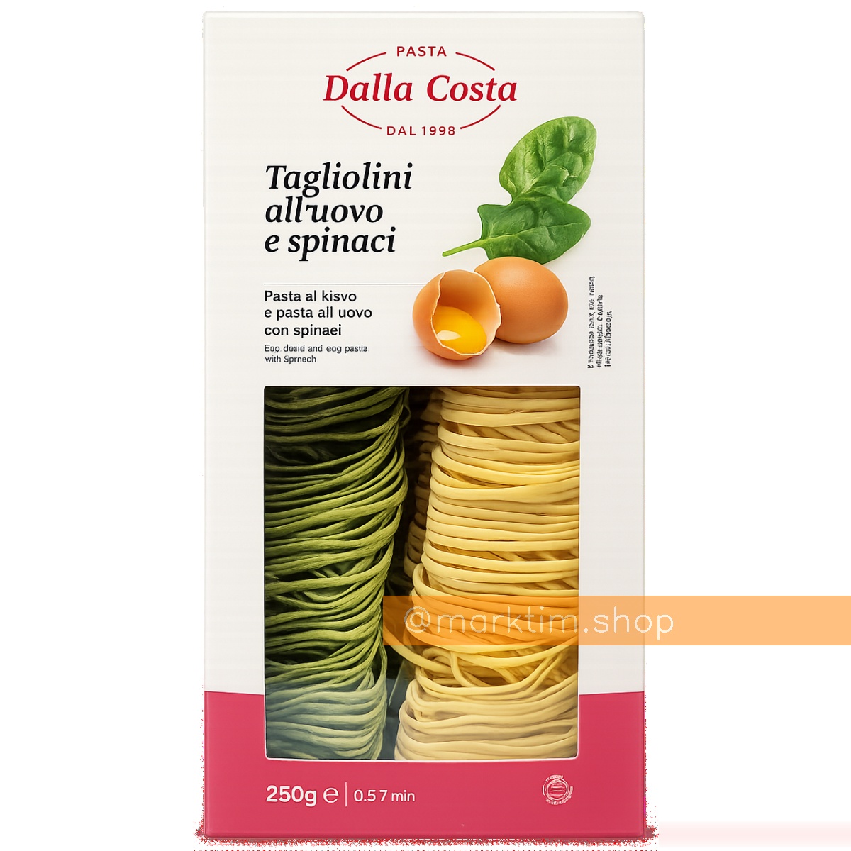 Класична яєчна паста та паста зі шпинатом Taglionini DALLA COSTA (250 г)
