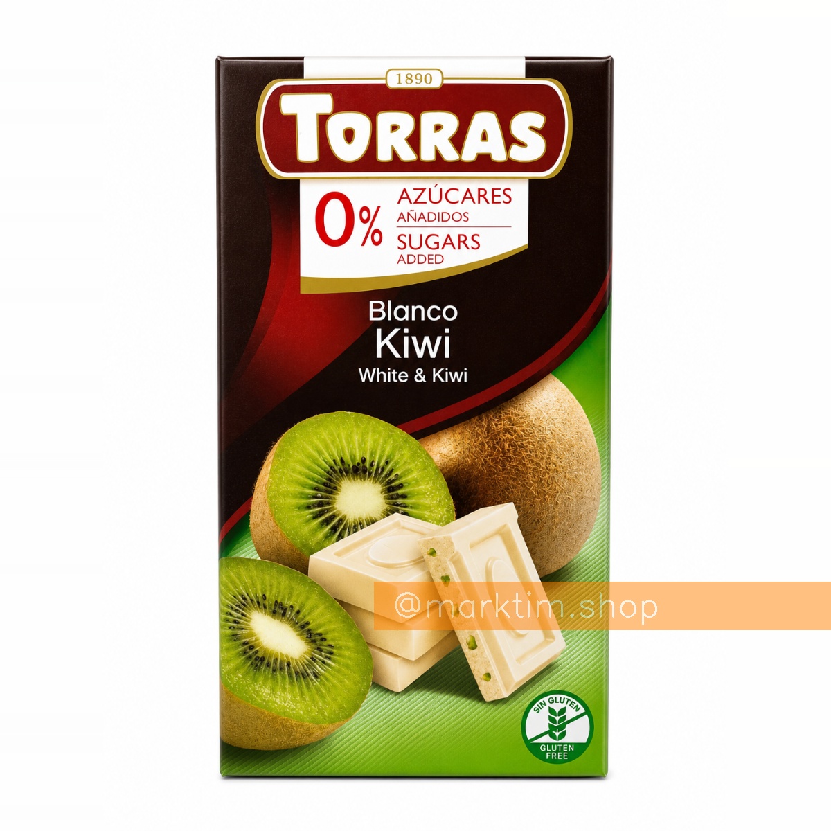 Шоколад білий з ківі без цукру Torras (75 г)