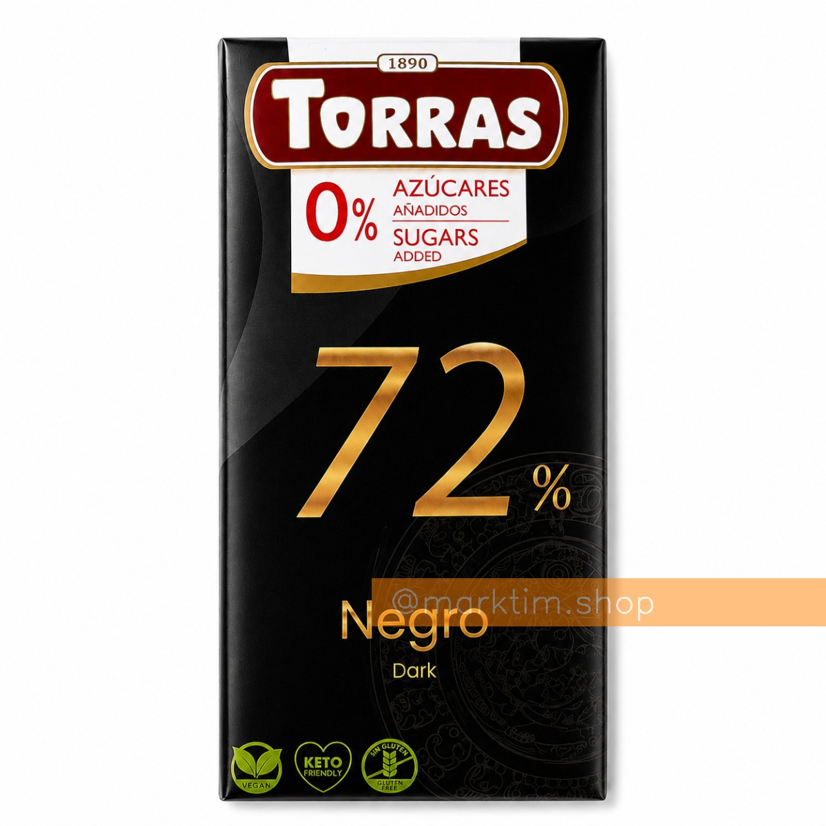 Шоколад екстрачорний без цукру 72% Torras (75 г)