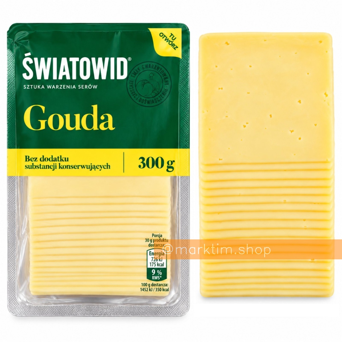 Сир Гауда, нарізка цілими скибочками Swiatowid (300 г)