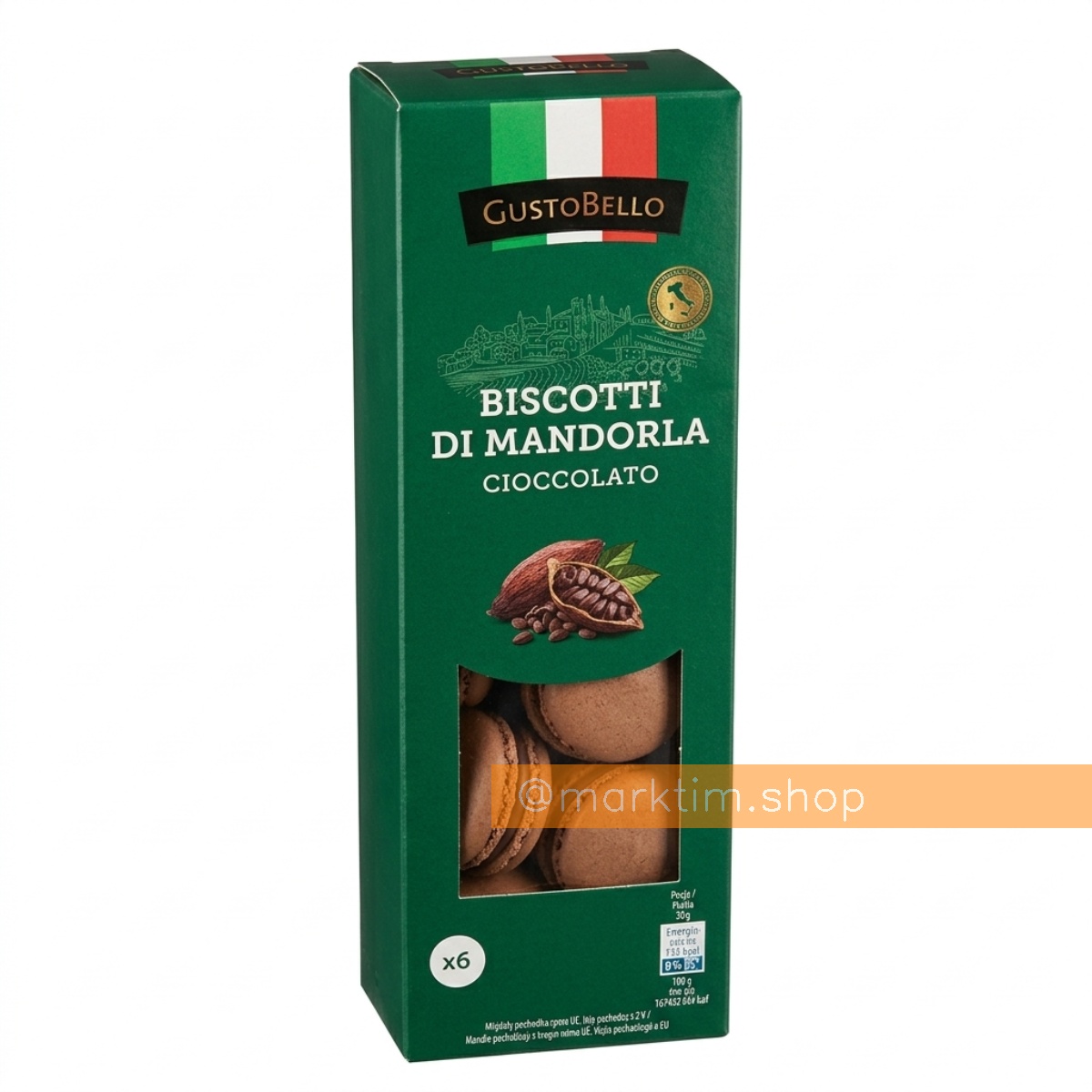 Італійське мигдальне печиво з шоколадом Biscotti di Mandorla GUSTO BELLO (90 г)