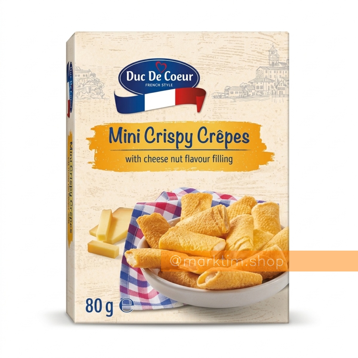 Французькі міні-трубочки з сирно-горіховою начинкою Crepes DUC DE COEUR (80 г)