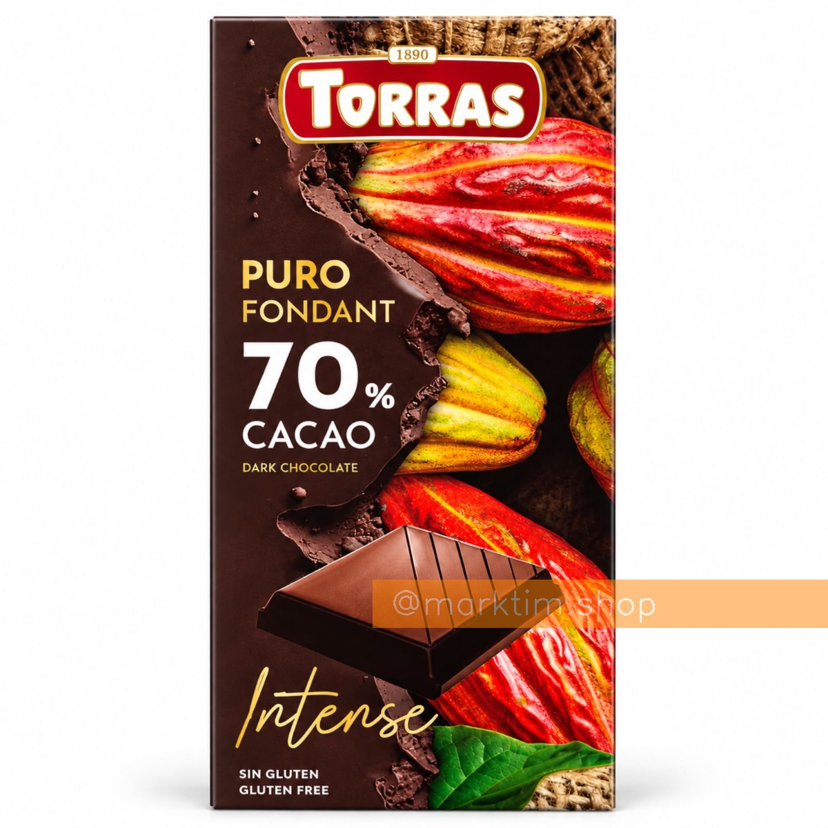 Шоколад чорний 70% какао Puro Fondant TORRAS (200 г)