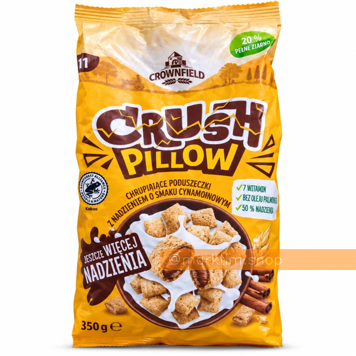 Злакові подушечки з начинкою шоколад-кориця Pandusie Crownfield (350 г)